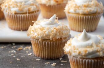 Almond Cupcakes with Coconut Frosting