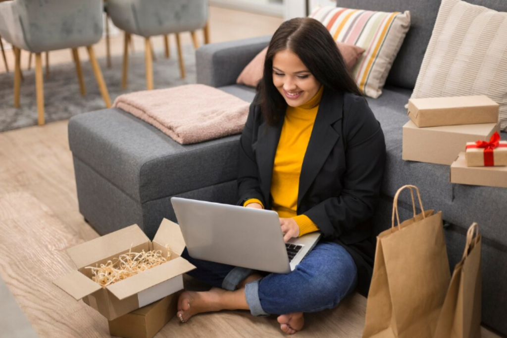 Woman shopping online