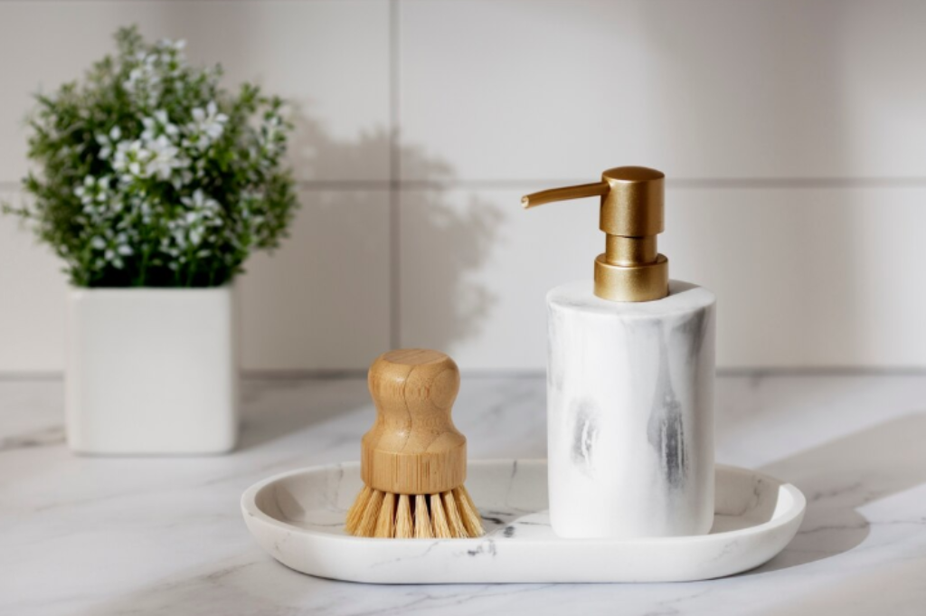 Marble textured soap dispenser