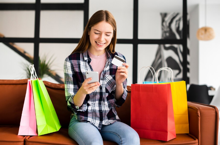 Woman shopping online