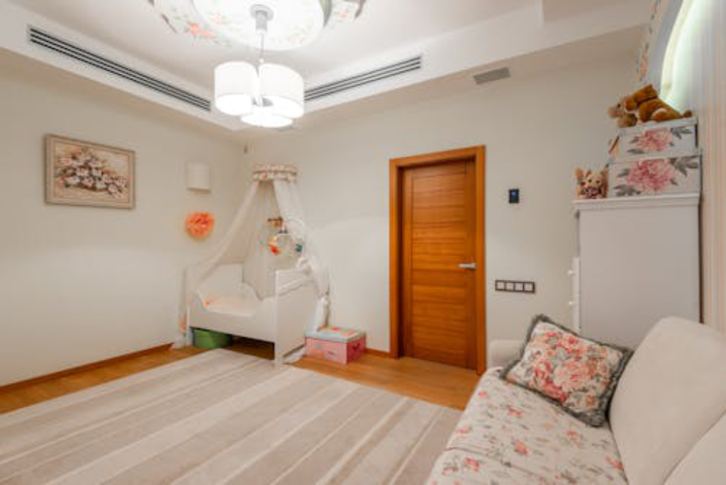 A babyproofed nursery for a newborn