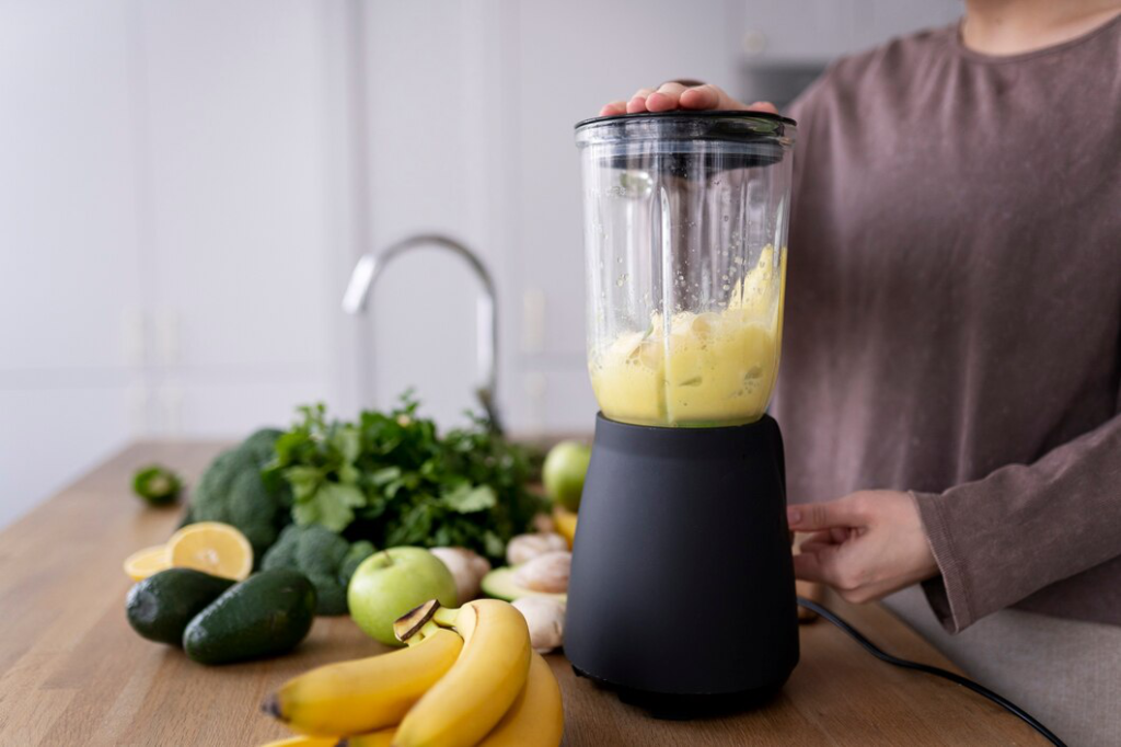 Woman using a smart blender