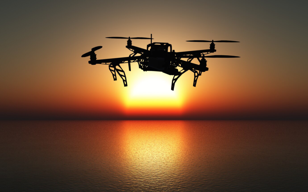 GPS drone outside during sunset