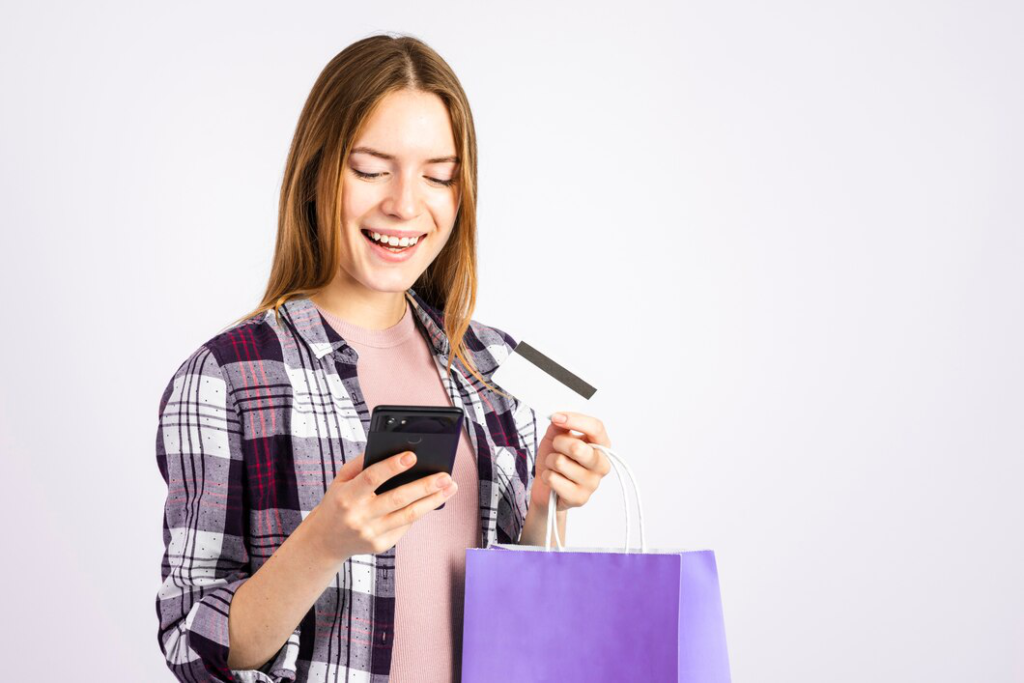 Woman shopping online