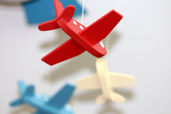 Red, white, and blue colored planes.