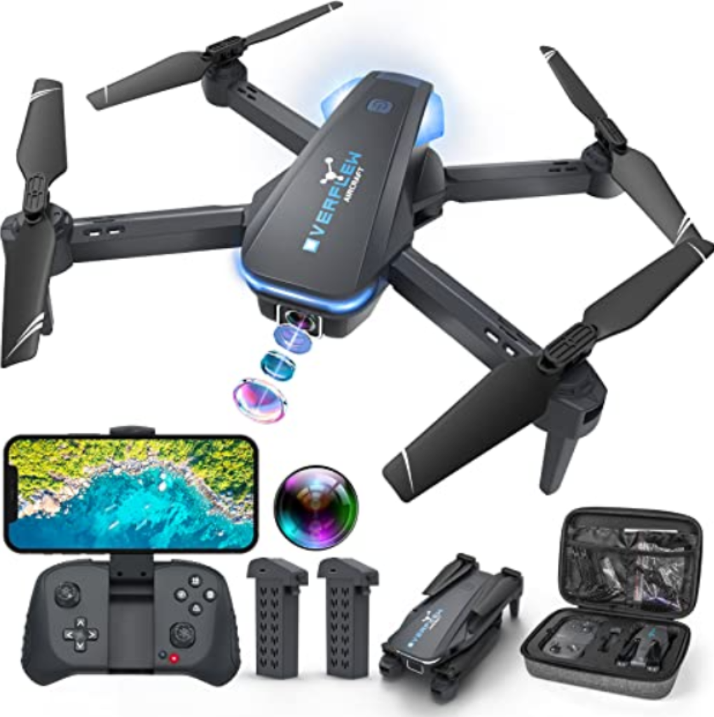 foldable drone with 1080p camera and dual batteries