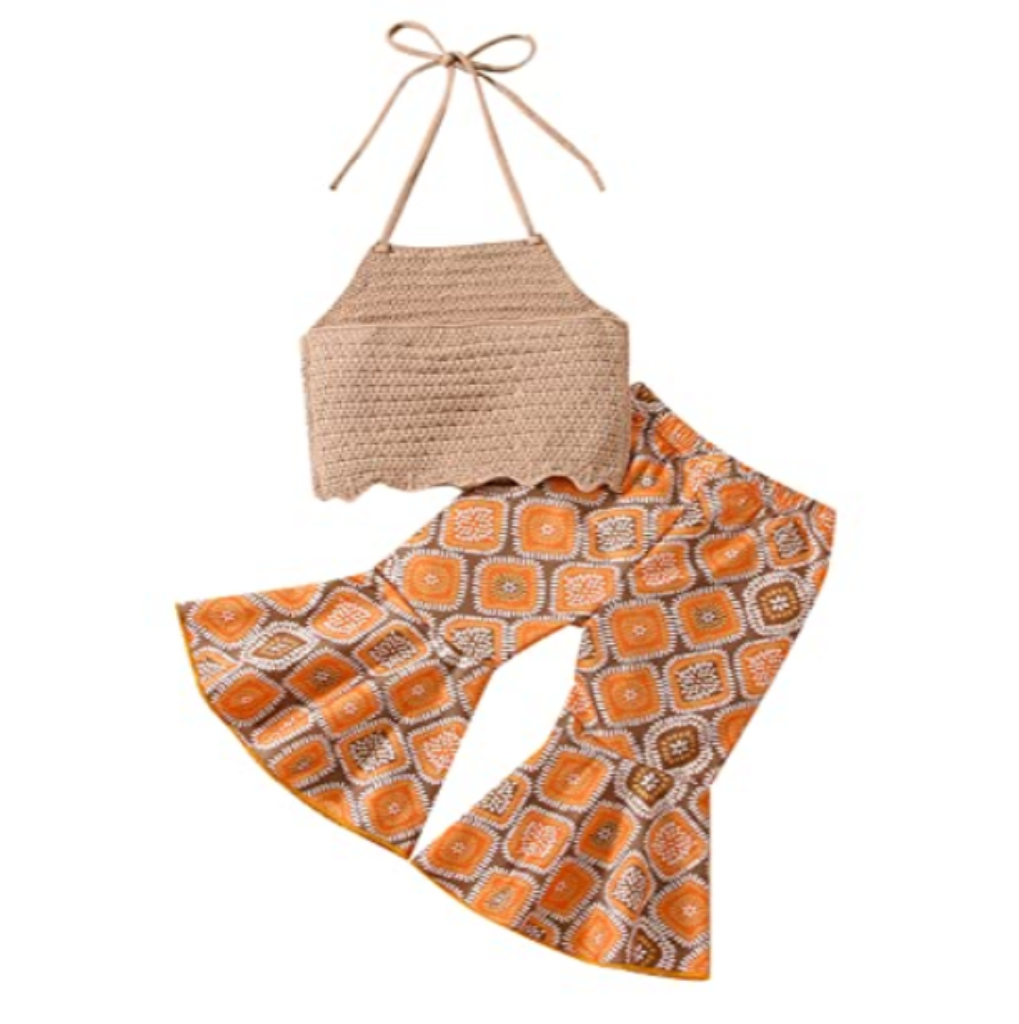 halter top with flared baby pants set