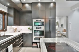 a modern kitchen with sleek steel design