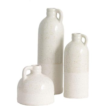 Sullivans White Dual Tone Small Ceramic Jug Vases – Set of 3 for Home Décor and Centerpieces