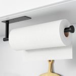 Matte Black Stainless Steel Paper Towel Holder – Wall or Cabinet Mounted, Self-Adhesive or Drill Installation