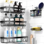 Moforoco Adhesive Shower Caddy Organizer Shelves Rack - 5 Pack Corner Bathroom Storage Organization, Home & Kitchen Decor Inside RV Accessories, Hanging First Apartment Household Camper Essentials