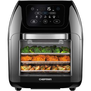CHEFMAN Digital 10L Air Fryer + Rotisserie and Dehydrator – Touchscreen Convection Oven, Black