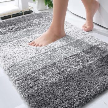 OLANLY Bathroom Rugs Mat 30x20, Extra Soft Absorbent Microfiber Bath Rugs, Rubber Backing, Quick Dry, Machine Washable Bath Mats for Bathroom Floor, Tub, Shower and Home Decor Accessories, Grey