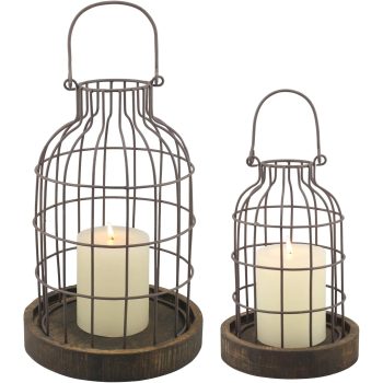 Stonebriar SB-5393C 2PC Wire METAL CLOCHE SET, Set of 2, Brown