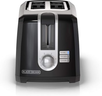 BLACK+DECKER 2-Slice Toaster, T2569B, Extra Wide Slots, 6 Shade Settings, 850 Watts, Crumb Tray, Cancel Button